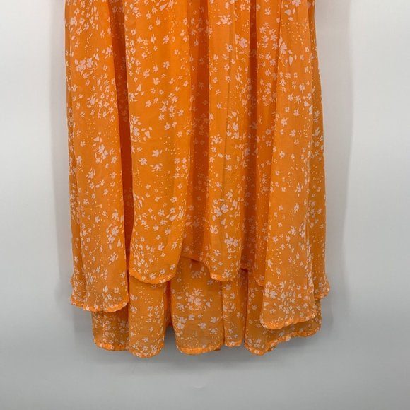 Sienna Sky Dress Orange White Floral Print Halter Neck Sleeveless - Picture 11 of 12
